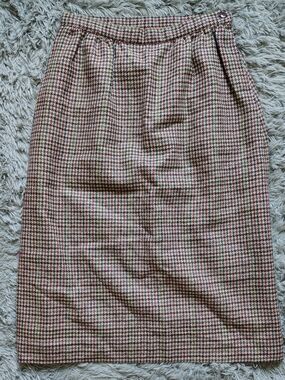 Michael Stevens 1980's Vintage Hounds Tooth 100% Wool Pencil Midi Skirt Size 12
